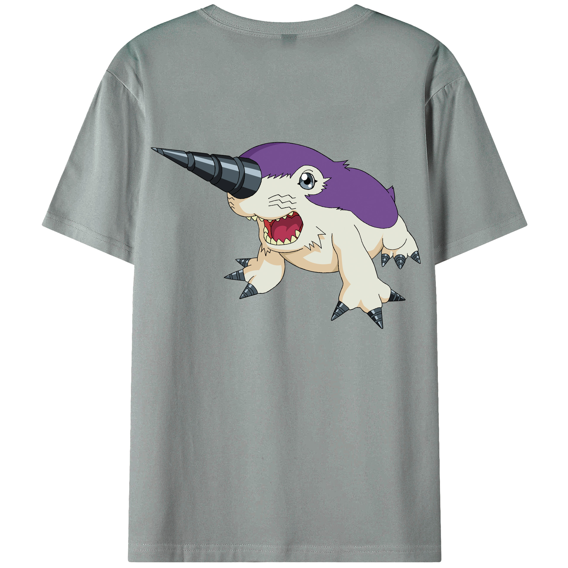 （画像用） Digimon デジタルモンスター/デジモン 綿100％ メンズ半袖Tシャツ（バックプリント） 通気性